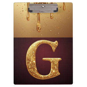 Glitter-Buchstabe G-Monogramm mit tropfender Flüss Klemmbrett