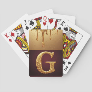 Glitter-Buchstabe G-Monogramm mit tropfender Flüss Spielkarten