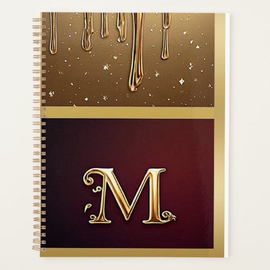 Glitter-Buchstabe M-Monogramm mit tropfender Flüss Planer (Vorderseite)