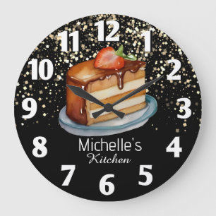 Glitter Cake Baker Konditor persönlich Große Wanduhr