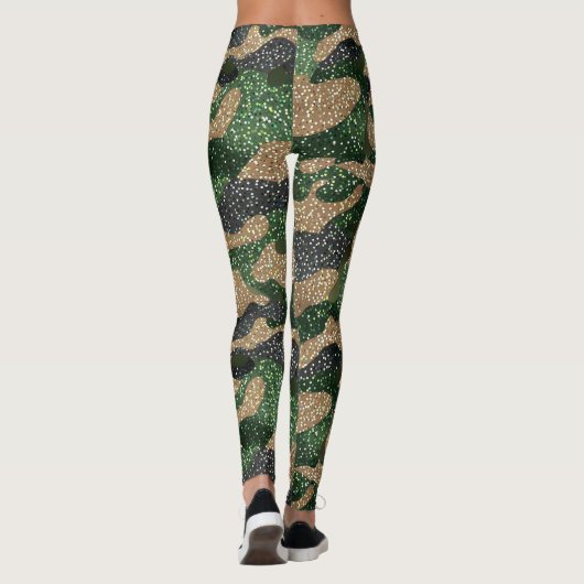 Glitter Camo Pattern – Sparkling Military-Inspired Leggings (Rückseite)