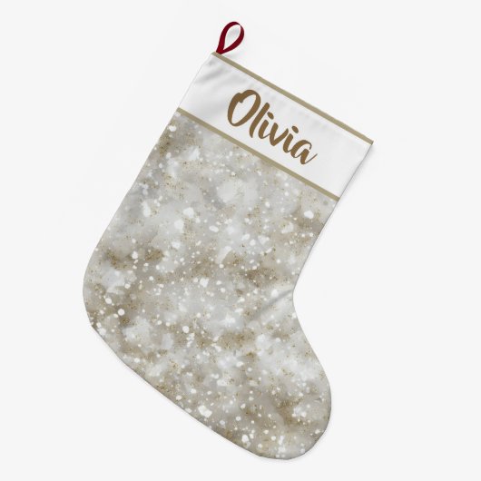 Glitter Christmas Stocking | Personalized Name  Großer Weihnachtsstrumpf (Vorderansicht (hängend))