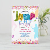 Glitter Colorful Jump Birthday Einladung (Stehend Vorderseite)