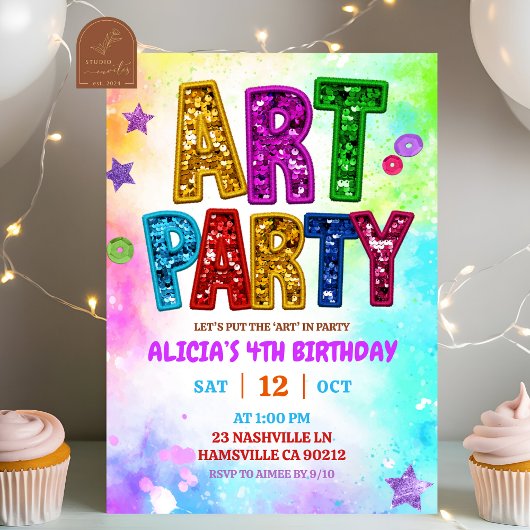 Glitter Colorful Sequin Art Party Birthday Einladung