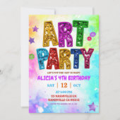 Glitter Colorful Sequin Art Party Birthday Einladung (Vorderseite)
