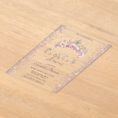 Glitter Confetti Floral Crown Baby Shower Acryleinladungen (Ablage )