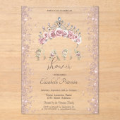 Glitter Confetti Floral Crown Baby Shower Acryleinladungen (Vorderseite)