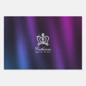 Glitter Crown Black Blue Lila Geschenkpapier Set (Vorderseite 2)