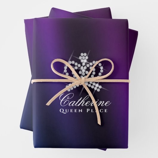 Glitter Crown Black Blue Lila Geschenkpapier Set (Beispiel)