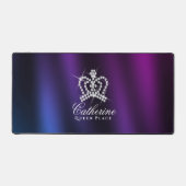 Glitter Crown Black Blue Lila Schreibtischunterlage (Vorderseite)