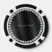 Glitter Crown Monogram Black Pokerchips (Rückseite)