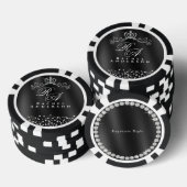 Glitter Crown Monogram Black Pokerchips (Stapel)