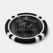 Glitter Crown Monogram Black Pokerchips (Einzeln)