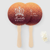 Glitter Crown Red Gold Fächer (Vorne und Hinten)