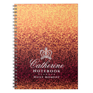 Glitter Crown Red Gold Notizblock