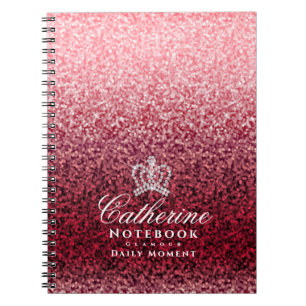 Glitter Crown Red Gold Notizblock