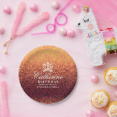 Glitter Crown Red Gold Pappteller (Party)