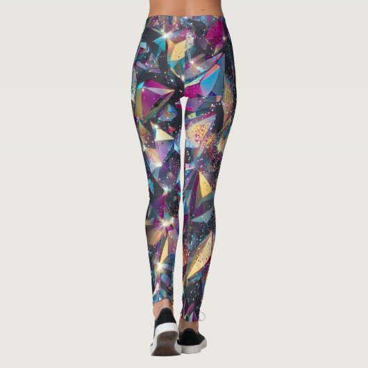 Glitter Crystal Shards Pattern – Sparkling Faceted Leggings (Rückseite)