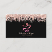 Glitter Cupcake Rose Gold Drips Bakery Black Visitenkarte (Vorderseite)