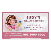 Glitter Cute Cleaning Lady QR code House Keeping Magnetische Visitenkarte (Vorderseite)