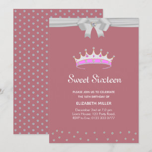 Glitter-Diamant Sweet Sixteen auf Roségold Einladung