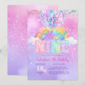 Glitter Disco Ball Pastel Cloud Nine Geburtstag Einladung (Vorne/Hinten)