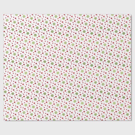 Glitter Dots in Christmas Red and Green Glitter Geschenkpapier (Flach)