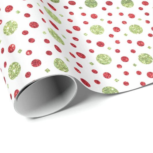 Glitter Dots in Christmas Red and Green Glitter Geschenkpapier (Rolleneckpunkt)