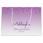 Glitter Drip 18. Geburtstag Lila Große Geschenktüte (Vorderseite)