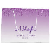 Glitter Drip 18. Geburtstag Lila Große Geschenktüte (Rückseite)