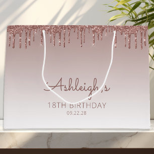 Glitter Drip 18. Geburtstag Rose Gold Große Geschenktüte