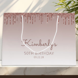 Glitter Drip 50. Geburtstag Rose Gold Große Geschenktüte