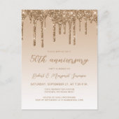 Glitter Drip Gold 50. Jubiläumsschrift Postkarte (Vorderseite)