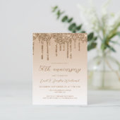 Glitter Drip Gold 50th Anniversary Script Postkarte (Stehend Vorderseite)