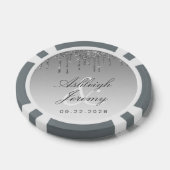 Glitter-Drip-Sparkle-Ombre-Script-Silber-Hochzeit Pokerchips (Einzeln)