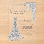  Glitter Drips,Diamonds Dress 5th Birthday Acryleinladungen (Vorderseite)