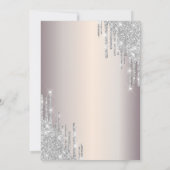 Glitter Drips Dress Eiffel Tower Bow 25th  Einladung (Rückseite)