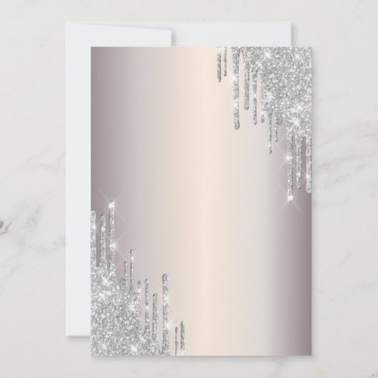 Glitter Drips Dress Eiffel Tower Bow 25th Einladung (Rückseite)