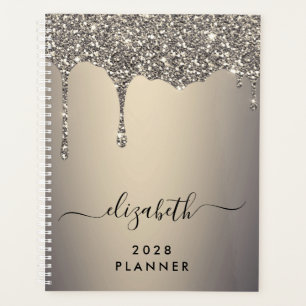 Glitter Drips Gold Monogrammed Planer