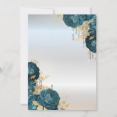 Glitter Drips Green Flowers Silver 70th Birthday Einladung (Rückseite)