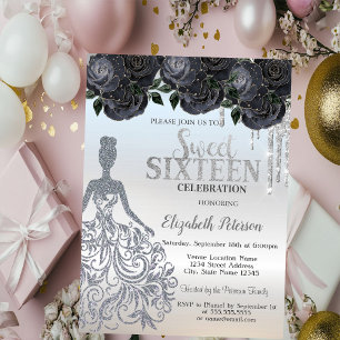 Glitter Drips, Kleid Black Roses Sweet 16 Einladung