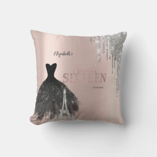 Glitter Drips,Kleid,Eiffelturm Sweet 16 Kissen
