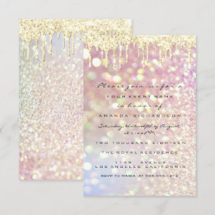 Glitter Drips Rose Gold  Braut Sweet 16 Lux Einladung