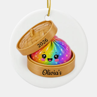 Glitter-Dumpling-Schmuck Bambus-Dämpfer 2026 Keramik Ornament