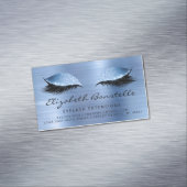 Glitter Eyes Brushed Metal Lash Extensions Blue Magnetische Visitenkarte (Beispiel)