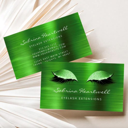 Glitter Eyes Green Metallic Lash Extension Visitenkarte
