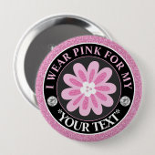 Glitter Flower Breast Cancer Awareness Design Button (Vorne & Hinten)