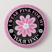 Glitter Flower Breast Cancer Awareness Design Button (Vorderseite)