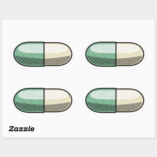 Glitter Fluoxetine Ovaler Aufkleber (Blatt)