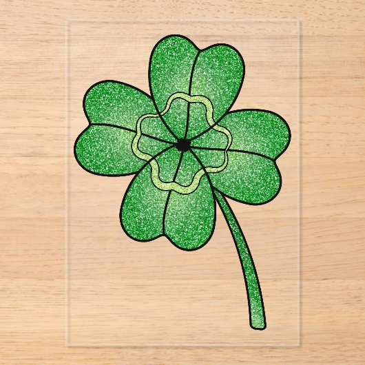 Glitter Four Leaf Clover Acryleinladungen (Vorderseite)